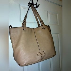 DKNY extra large tan Pebble leather purse tote